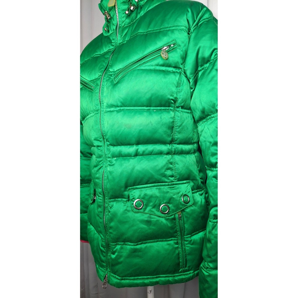 Obermeyer Clarendon Green Satin Puffer Ski Jacket 100% Goose Down Size 10 *READ - Picture 11 of 16